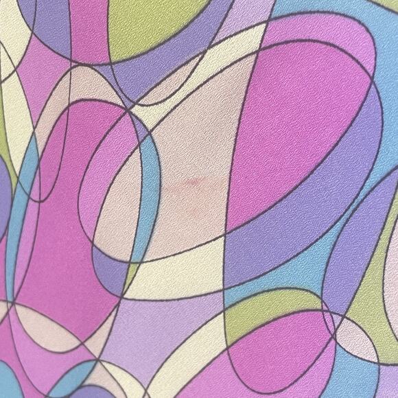 Y2K Flutter Sleeve Tiered Maxi Dress Purple Psychedelic Swirl Ruffle 80s Style M - Picture 7 of 7